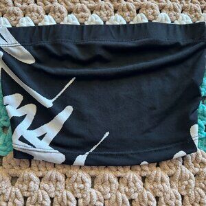 Black White Blue Tube Top Cropped Street Wear Bandau Shirt Womans sz Small
